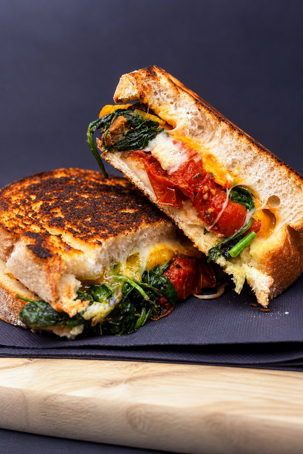 Melt tostado de espinacas, tomate y queso fundido — Gelerik
