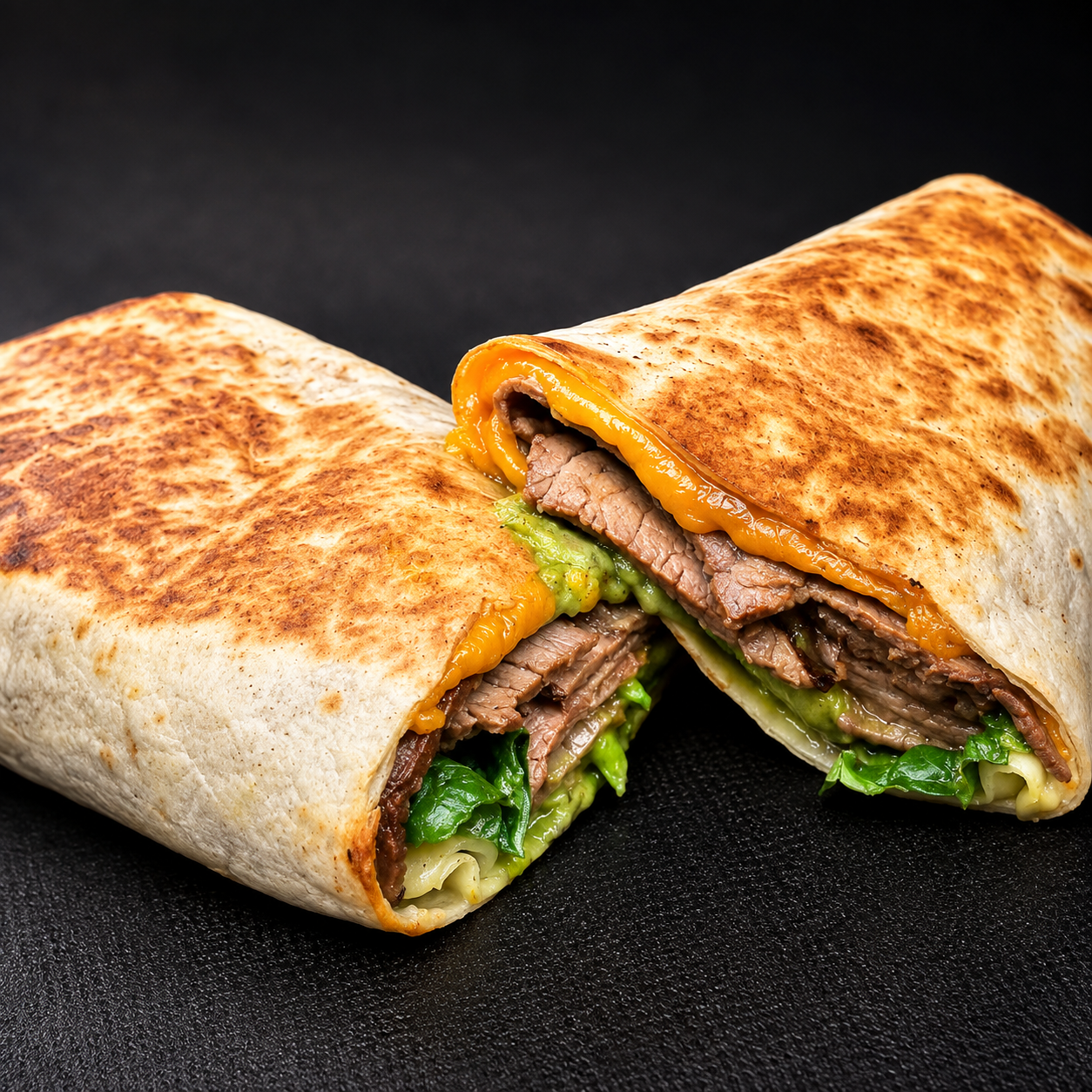Wrap tostado de roast beef con queso cheddar y espinacas — Gelerik